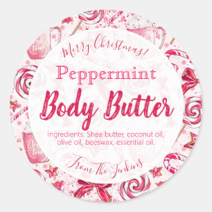 Fun Peppermint Candy Christmas Body Butter Label
