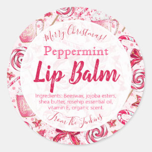 Fun Peppermint Candy Christmas Lip Balm Label