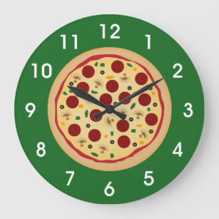 Fun Pepperoni and Veggie Pizza Large Clock
