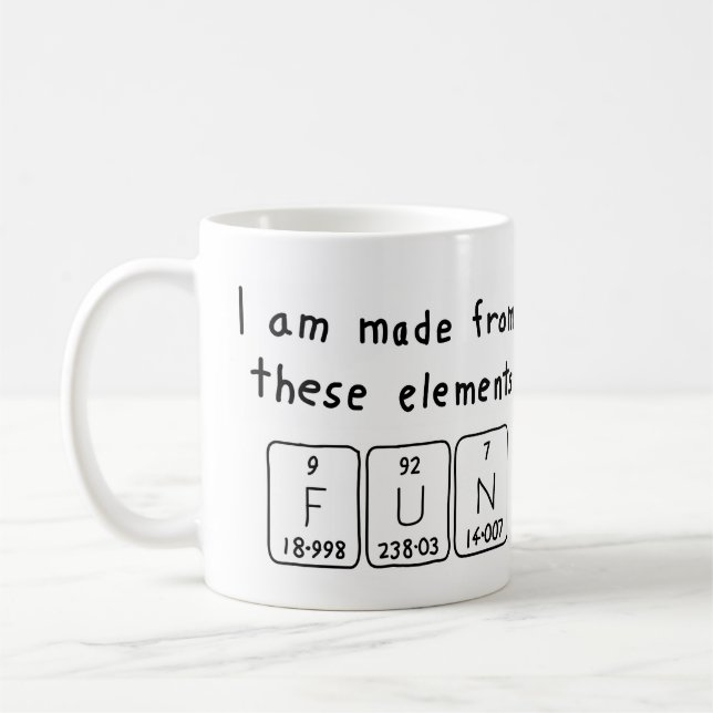 Fun periodic table word mug (Left)