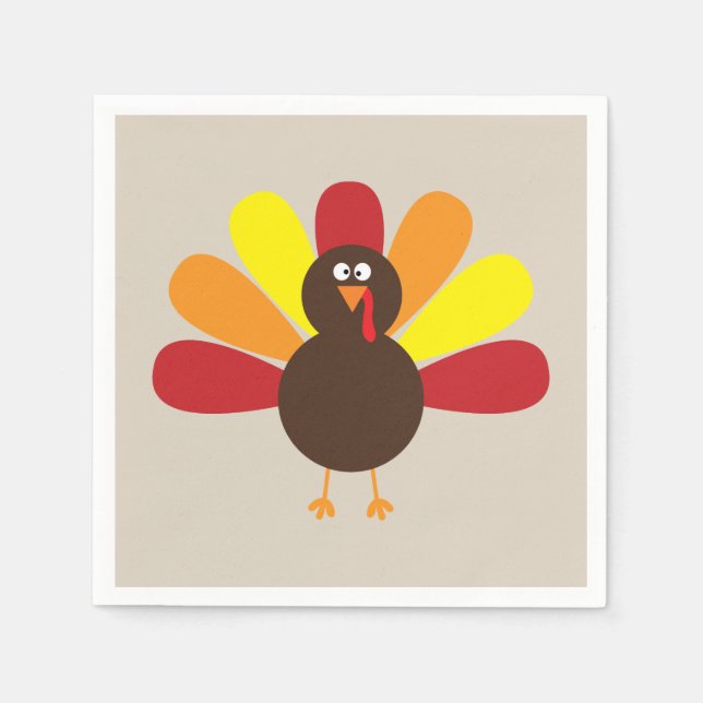 Fun Perky Turkey Thanksgiving Napkins (Front)