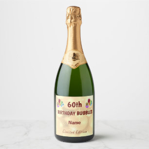 Fun personalised 60th Birthday Sparkling Wine Label