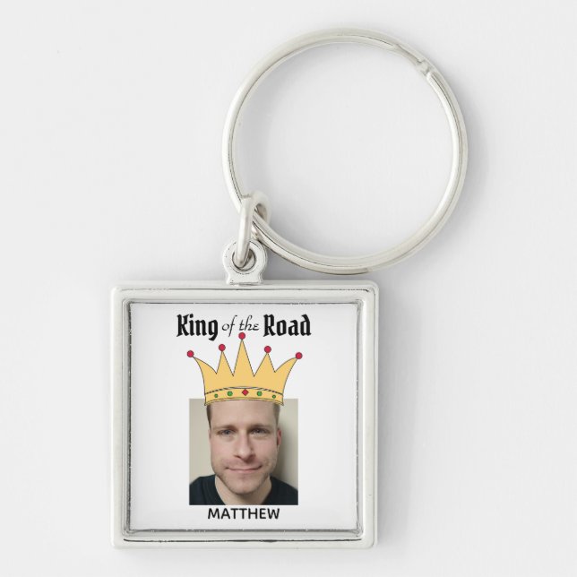Fun Personalised Road King Crown Photo Keychain (Front)