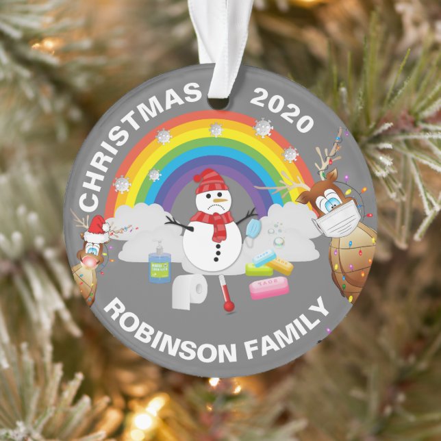 Fun Personalized 2020 Covid Christmas Tree Ornament (Tree)