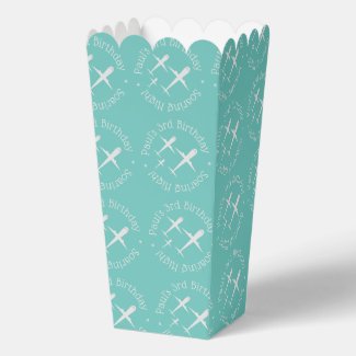 Fun Personalized Airplanes Pattern, Teal Birthday