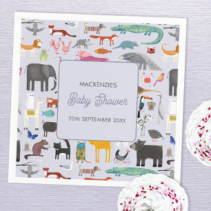 Fun Personalized Animal Baby Shower Napkins