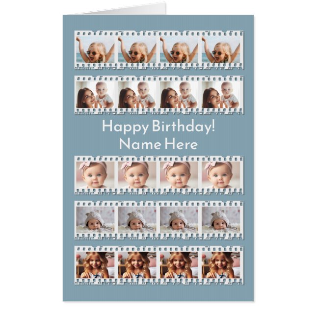 Fun Personalized Birthday 20-Photo Film Negative Card (Front)