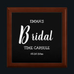 Fun Personalized Bridal Time Capsule Keepsake Box<br><div class="desc">Personalized bridal time capsule wooden keepsake box with bride's name and date fields. Causal block and modern script text. The time capsule is a fun gift to the bride from the girls night out group, best friend, wedding party, or family. Contents might include personal notes, date-stamped ticket stubs from memorable...</div>