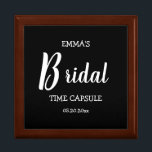 Fun Personalized Bridal Time Capsule Keepsake Box<br><div class="desc">Personalized bridal time capsule wooden keepsake box with bride's name and date fields. Causal block and modern script text. The time capsule is a fun gift to the bride from the girls night out group, best friend, wedding party, or family. Contents might include personal notes, date-stamped ticket stubs from memorable...</div>