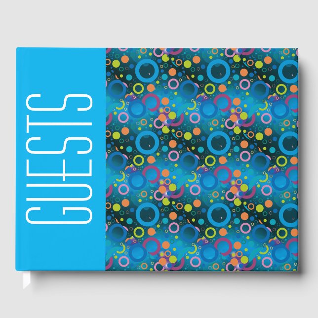 Fun Personalized Christian Scripture BLUE Circles Guest Book (Front)