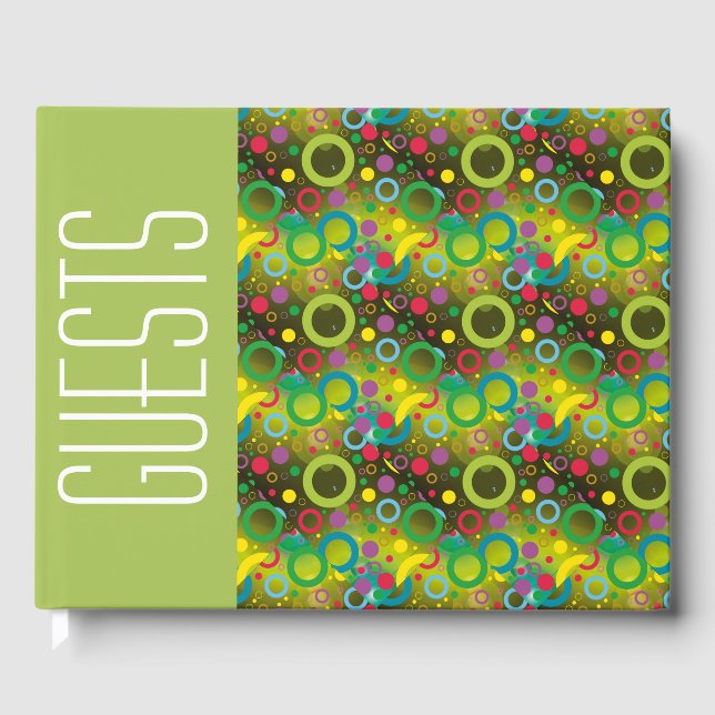 Fun Personalized Christian Scripture GREEN Circles Guest Book (Front)