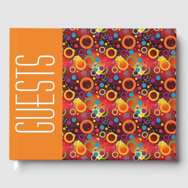 Fun Personalized Christian Scripture ORANGE Circle Guest Book (Front)