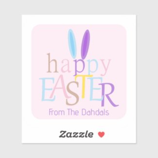 Fun Personalized Colorful Happy Easter Bunny Pink