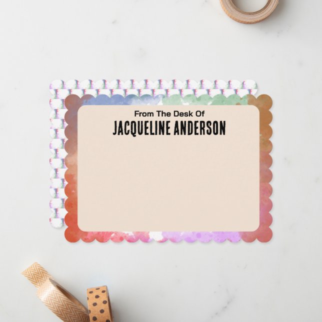 Fun Personalized Colorful Pastel Border Note Card (Front/Back In Situ)