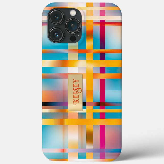 Fun Personalized Colorful Plaid Summer  Case-Mate iPhone Case (Back)