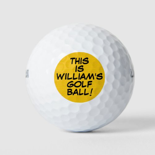 Fun Personalized Comic Book Message Name Golf Balls