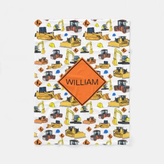 Fun Personalized Construction Vehicles Pattern