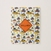 Fun Personalized Construction Vehicles Pattern