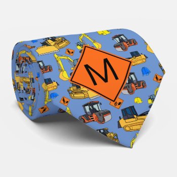 Fun Personalized Construction Vehicles Pattern Neck Tie by judgeart at Zazzle