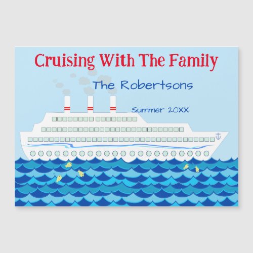 Fun Personalized Cruise Ship Theme Door Marker Magnetic Invitation
