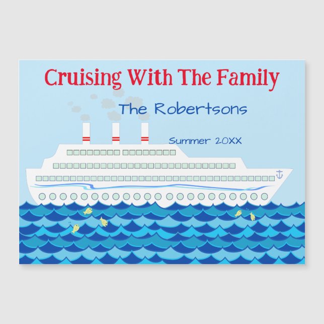 Fun Personalized Cruise Ship Theme Door Marker Magnetic Invitation (Front)