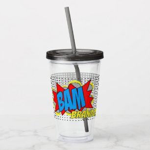 Fun Personalized Custom Comic Book Pop Art Style Acrylic Tumbler