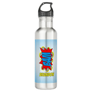 Fun Personalized Custom Comic Book Pop Art Style Stainless Steel Water Bottle