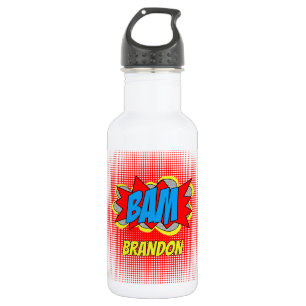 Fun Personalized Custom Comic Book Pop Art Style Stainless Steel Water Bottle