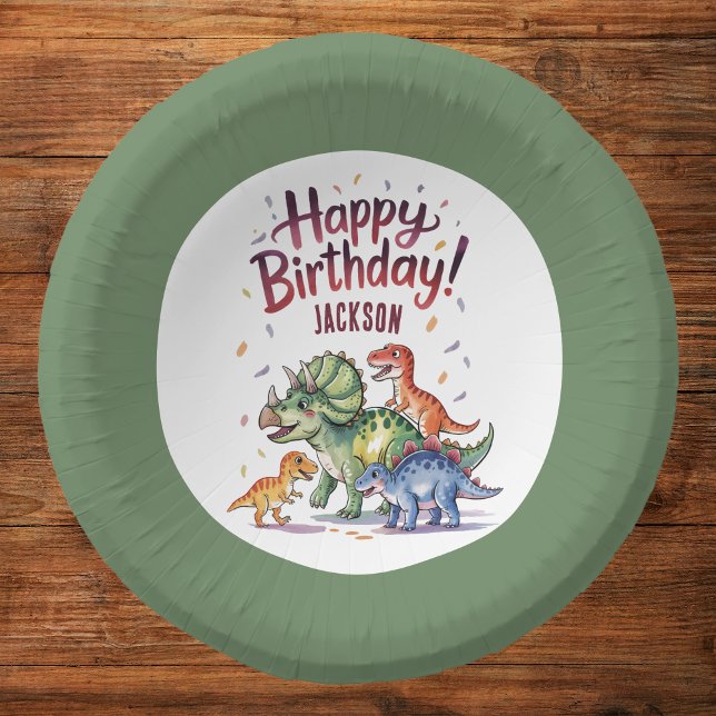 Fun Personalized Dinosaur Birthday  Paper Bowls (Creator Uploaded)