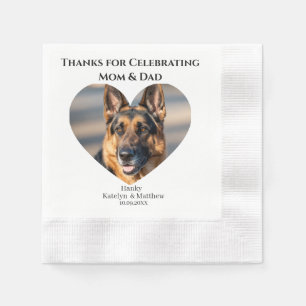 Fun Personalized Dog Heart Frame Thanks Wedding Napkins