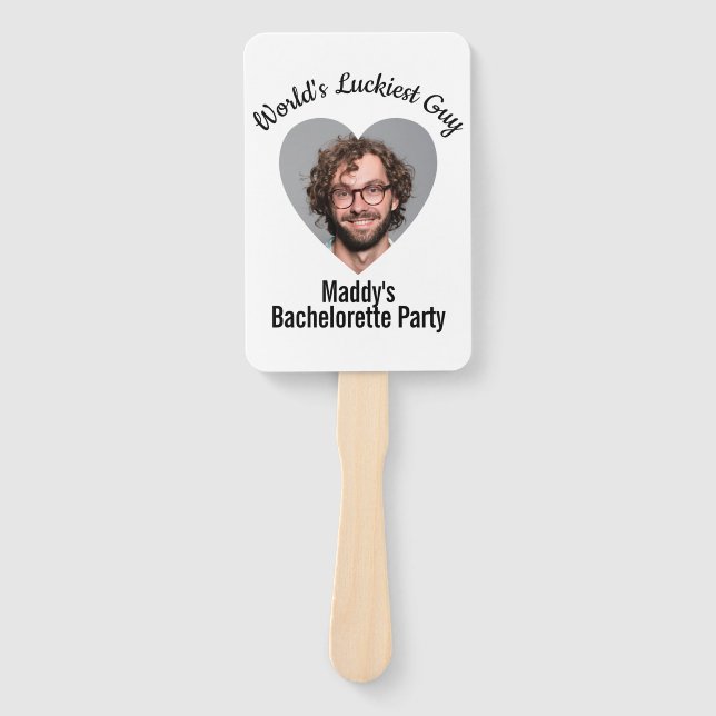 Fun Personalized Face on Stick Bachelorette Party Hand Fan (Front)