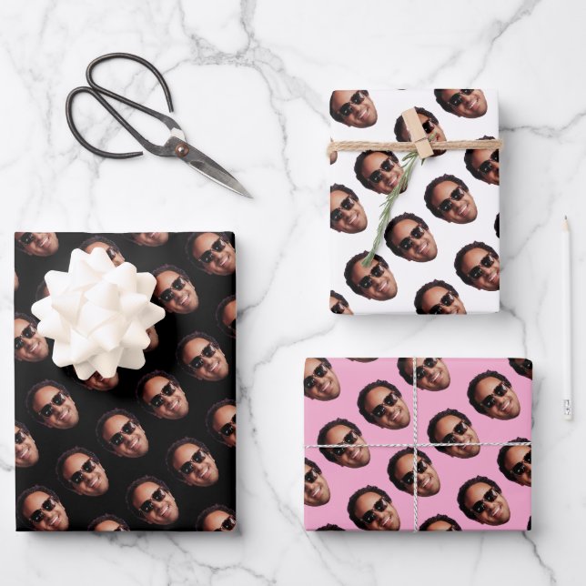 Fun Personalized Face Photo Wrapping Paper Sheets (Front)