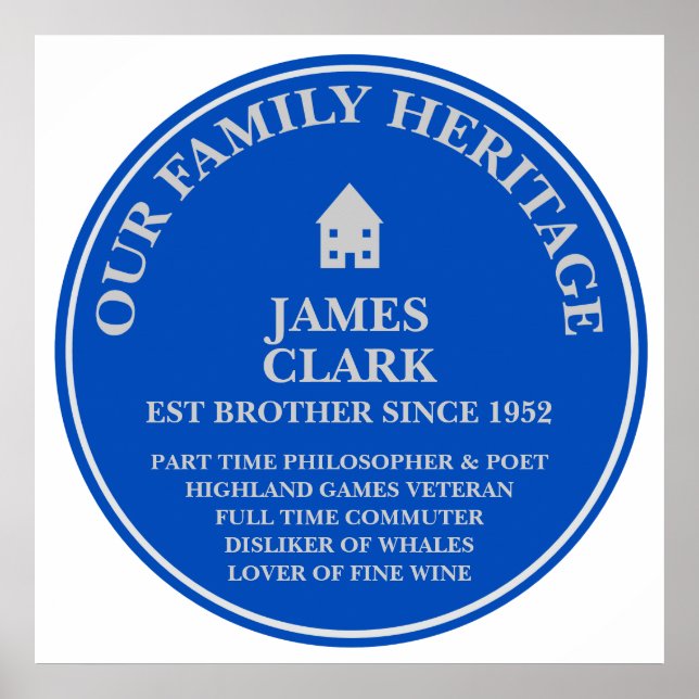 Fun Personalized Family Heritage Plaque Poster (Front)