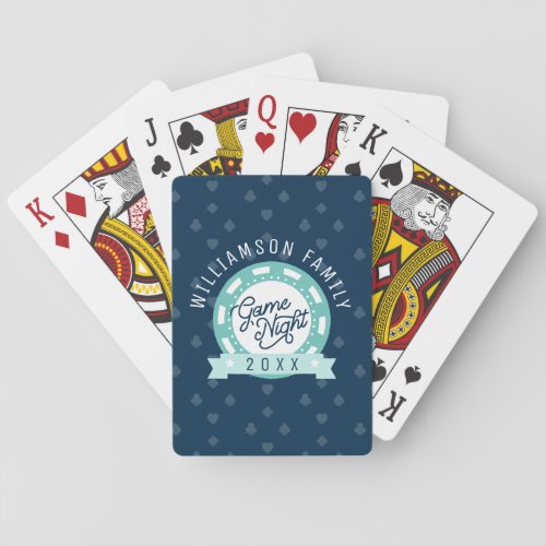 Fun Personalized Family Poker Game Night Navy Playing Cards