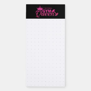 Fun personalized faux pink glitter Gym Queen dots Magnetic Notepad