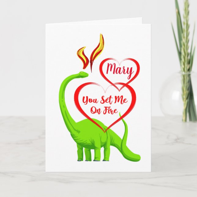 Fun Personalized Fire Breathing Dragon Valentine Card (Front)