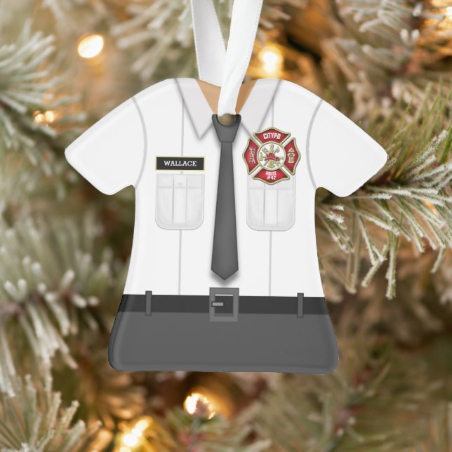 Fun Personalized Firefighter Officer Ornament (Tree)