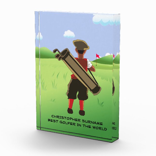 Fun Personalized Golfer on golf course Acrylic Award (Right)