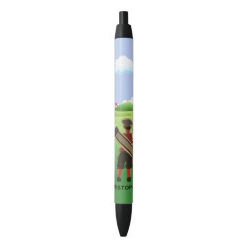 Fun Personalized Golfer on golf course Black Ink Pen