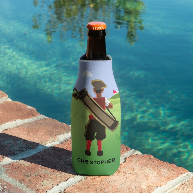 Fun Personalized Golfer on golf course Bottle Cooler (In Situ Pool)