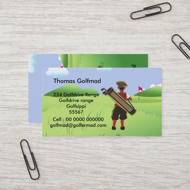 Fun Personalized Golfer on golf course Business Card (Front/Back In Situ)