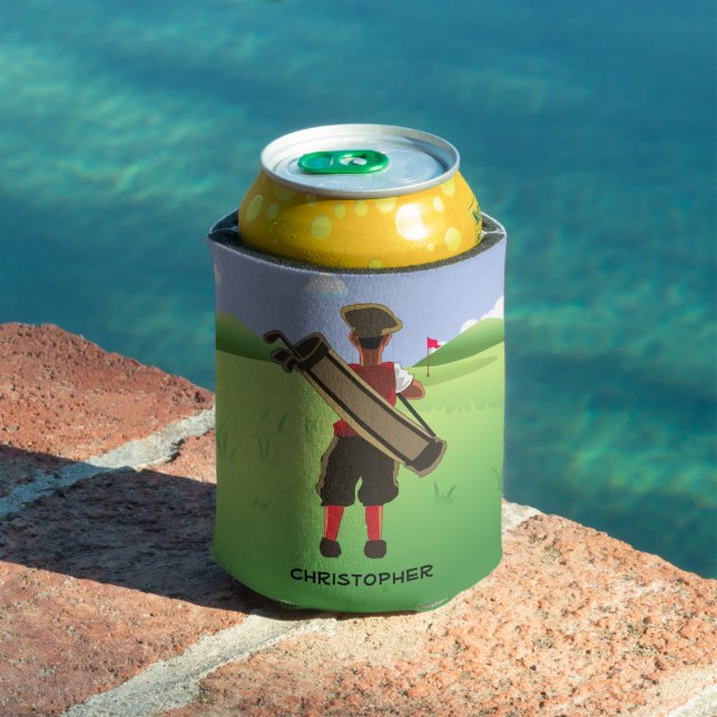 Fun Personalized Golfer on golf course Can Cooler (In Situ Pool)