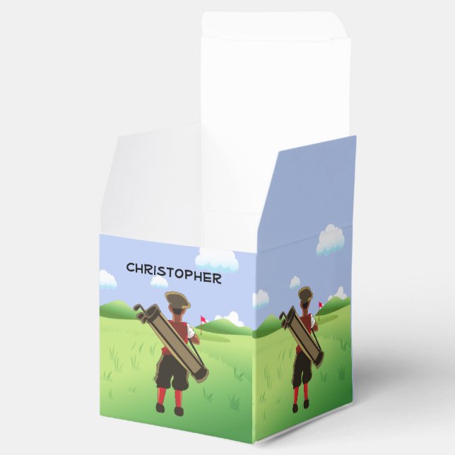 Fun Personalized Golfer on golf course Favor Boxes (Opened)