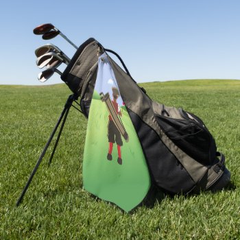 Fun Personalized Golfer On Golf Course Golf Towel by giftsbonanza at Zazzle