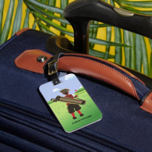 Fun Personalized Golfer on golf course Luggage Tag