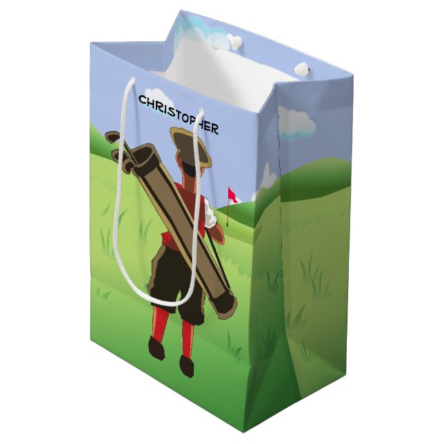 Fun Personalized Golfer on golf course Medium Gift Bag (Front Angled)