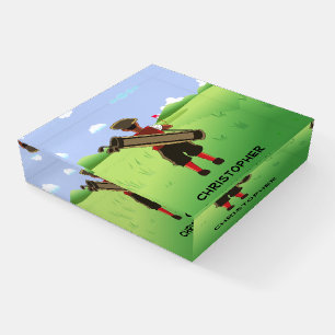 Fun Personalized Golfer on golf course Paperweight