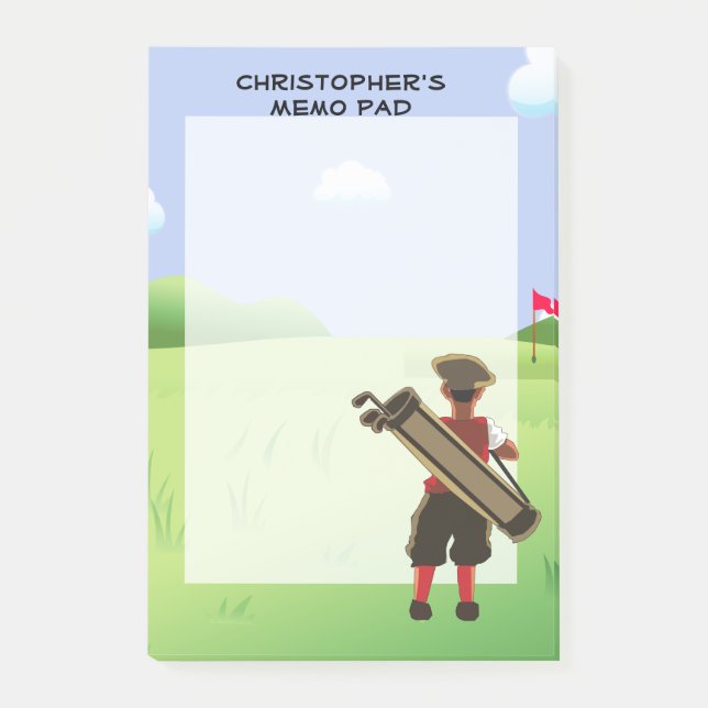 Fun Personalized Golfer on golf course Post-it Notes (Front)