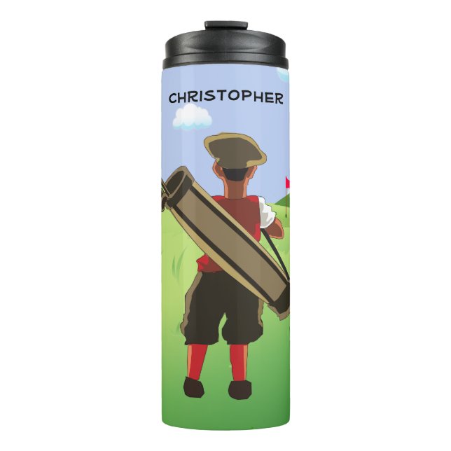 Fun Personalized Golfer on golf course Thermal Tumbler (Front)