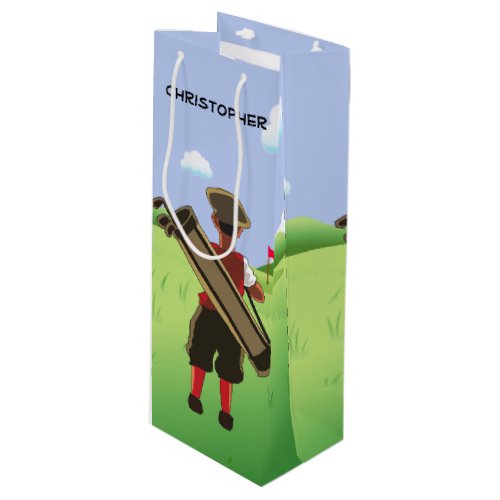 Fun Personalized Golfer on golf course Wine Gift Bag